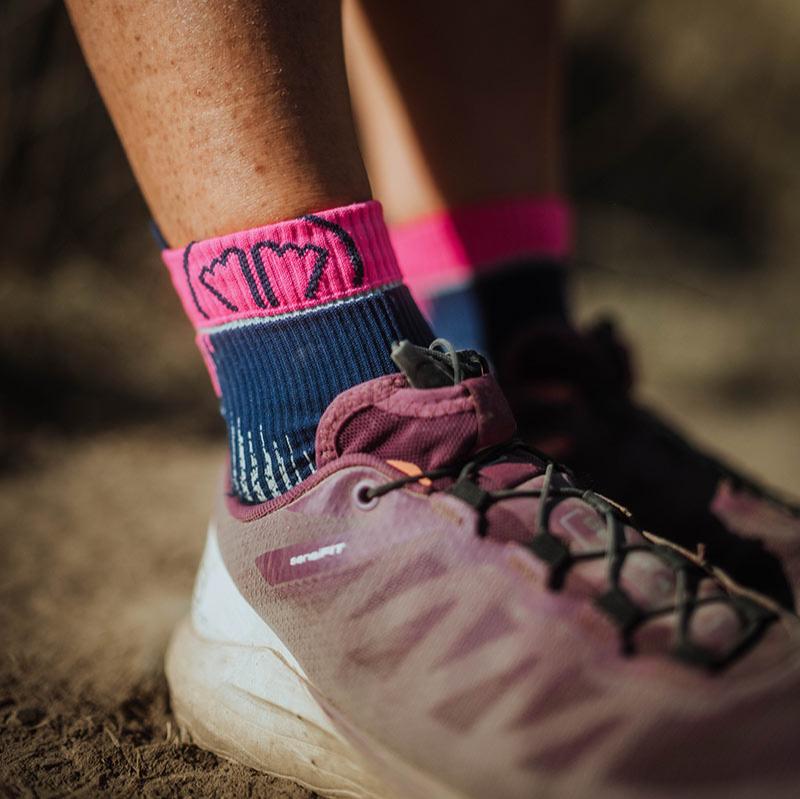 Chaussettes de course à pied - Run Ultra bleu/rose